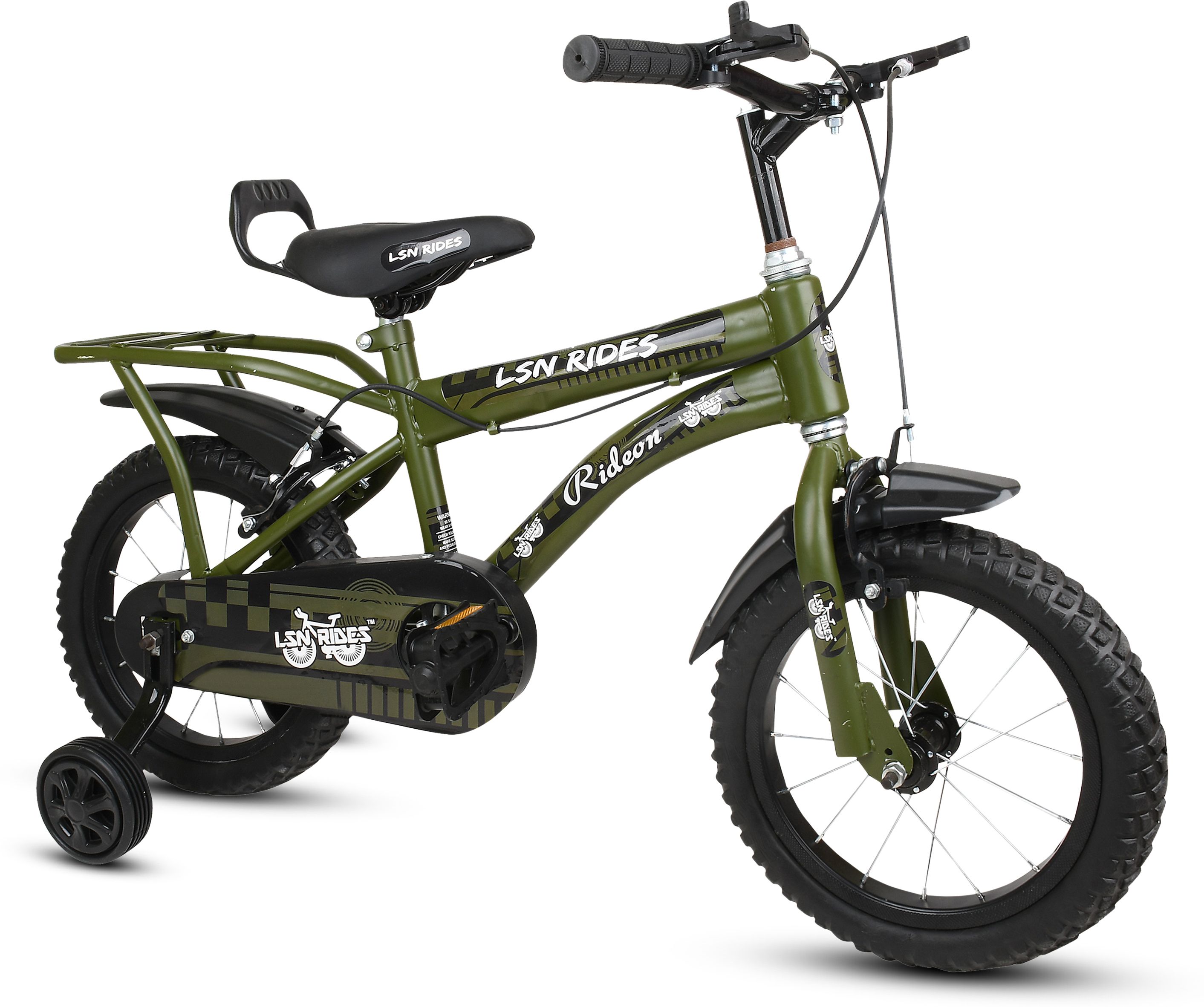 lsn rides 14T STEEL RIM RIDEON ARMY STYLE BICYCLE FOR GIRLS AND BOYS WITH CARRIER 14 T (inch) BMX Cycle-picture-15