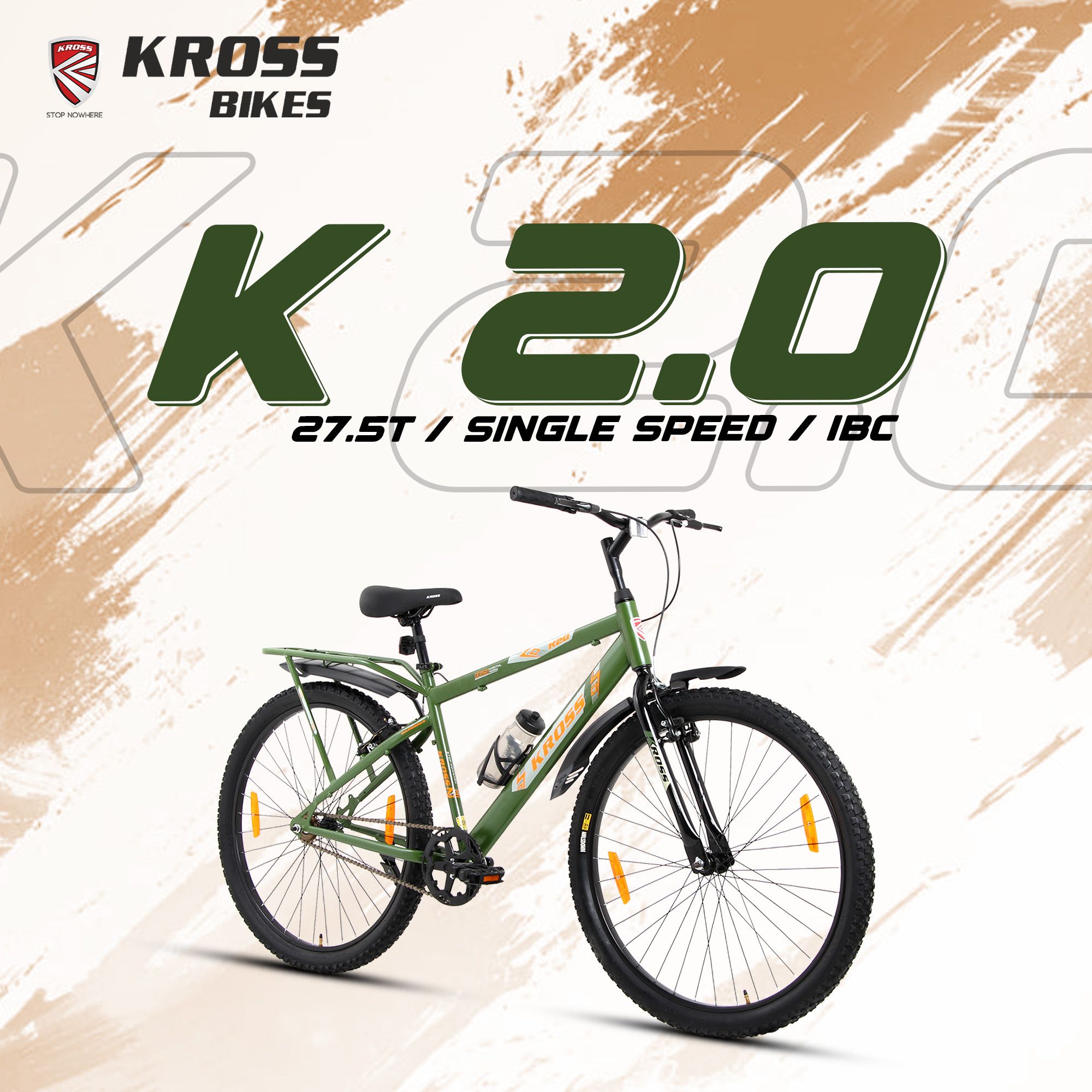 K-2.0 27.5T IBC Steel MTB Bike | Army Green | Single Speed | Front Suspension 27.5 T (inch) Mountain Cycle-image-6