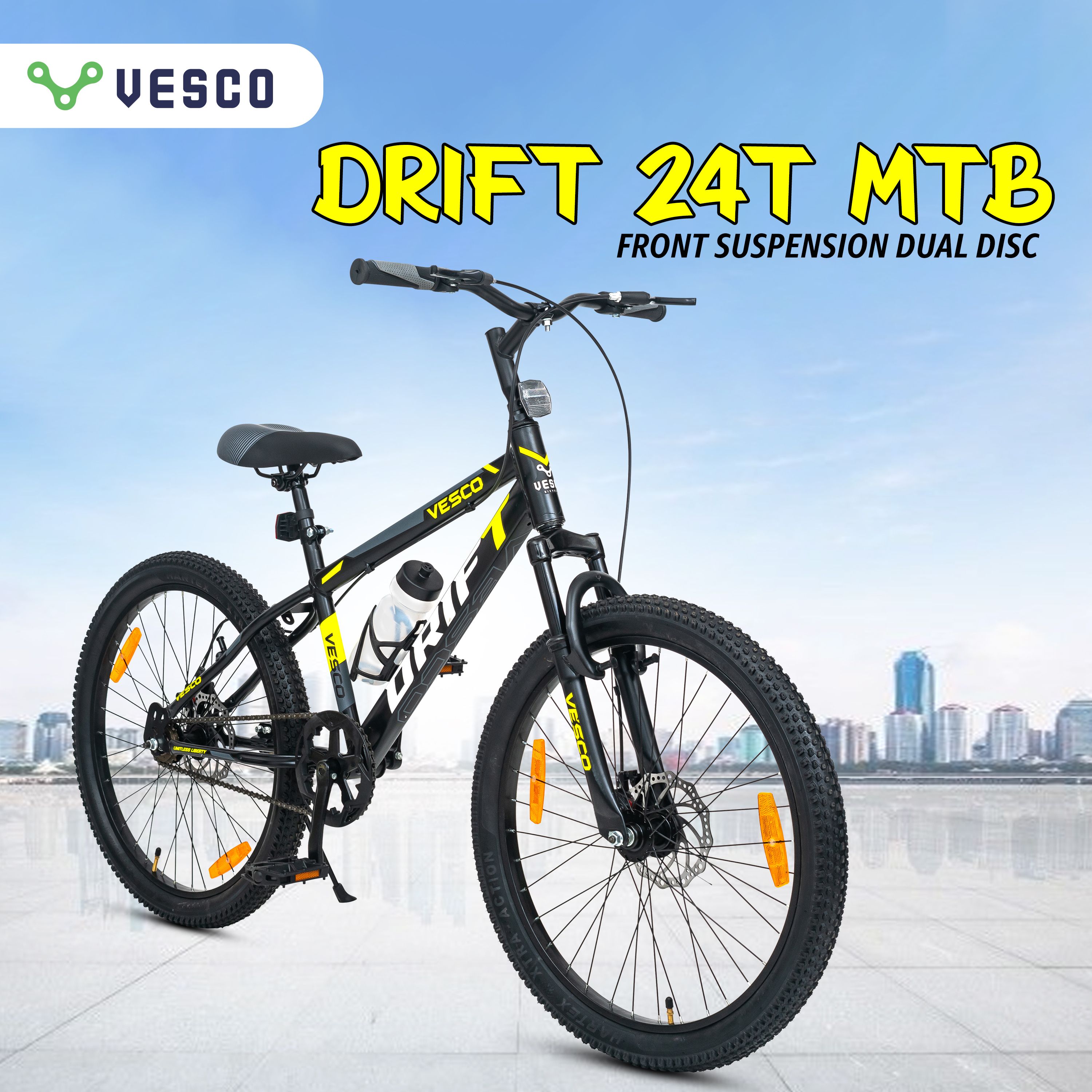 Drift 24T Bicycle Steel Rim Big Kids Boys & Girls 9 to 15 age 24 T (inch) Mountain Cycle-image-36