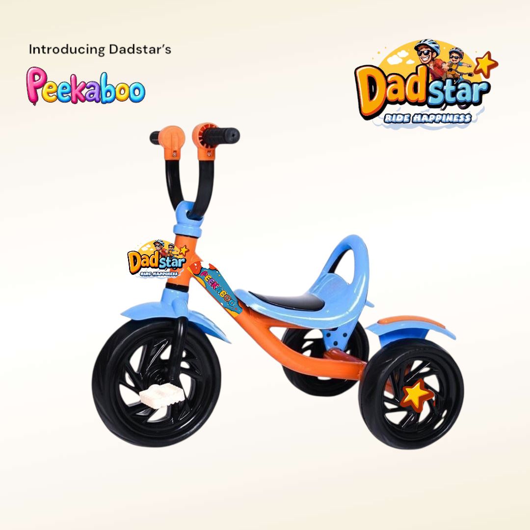 PEEKABOO TRICYCLE FOR KIDS AGE 2 TO 4 YEARS ORANGE AND SKY BLUE COLOUR 12 T (inch) Recreation Cycle-image-17