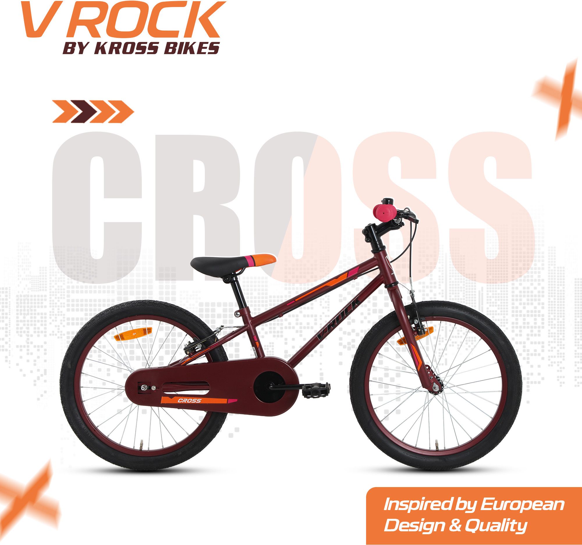 Cross | Pink-Orange | Steel Frame | Coaster & V Brake 20 T (inch) Mountain Cycle-image-5