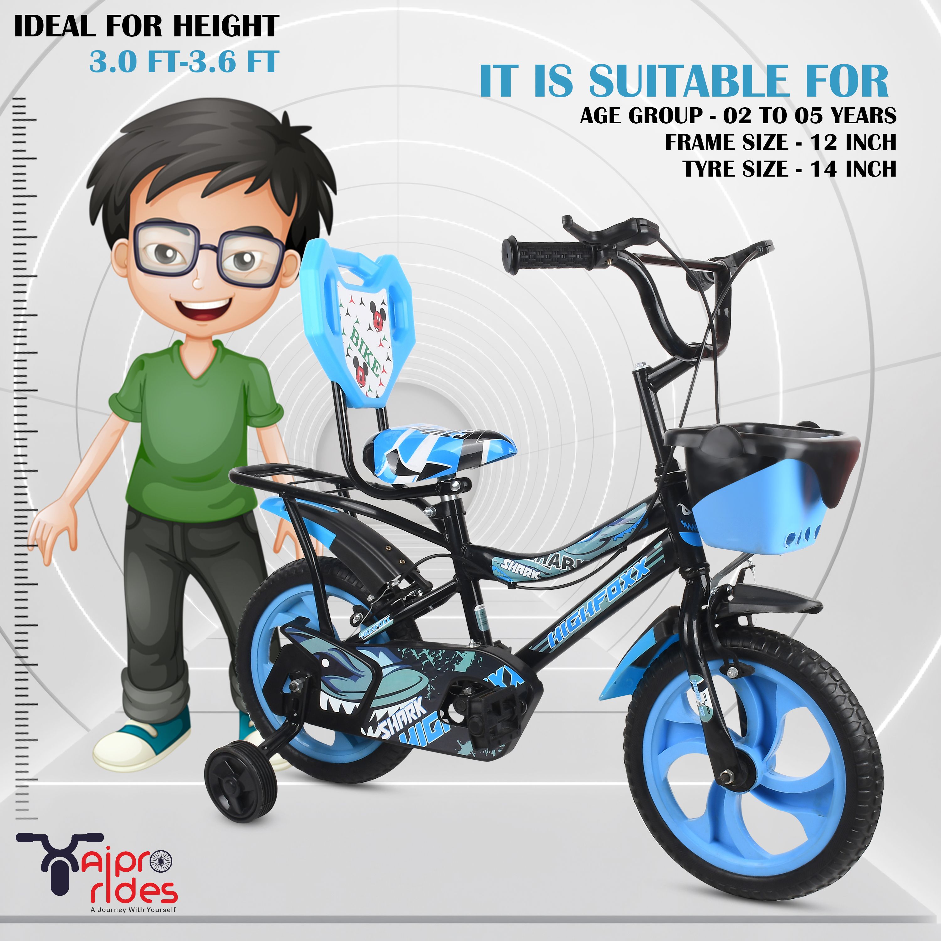 14T BASKET SHARK SKYBLUE 2-5 YEAR KIDS BOYS AND GIRLS CYCLE 14 T (inch) Road Cycle-image-42