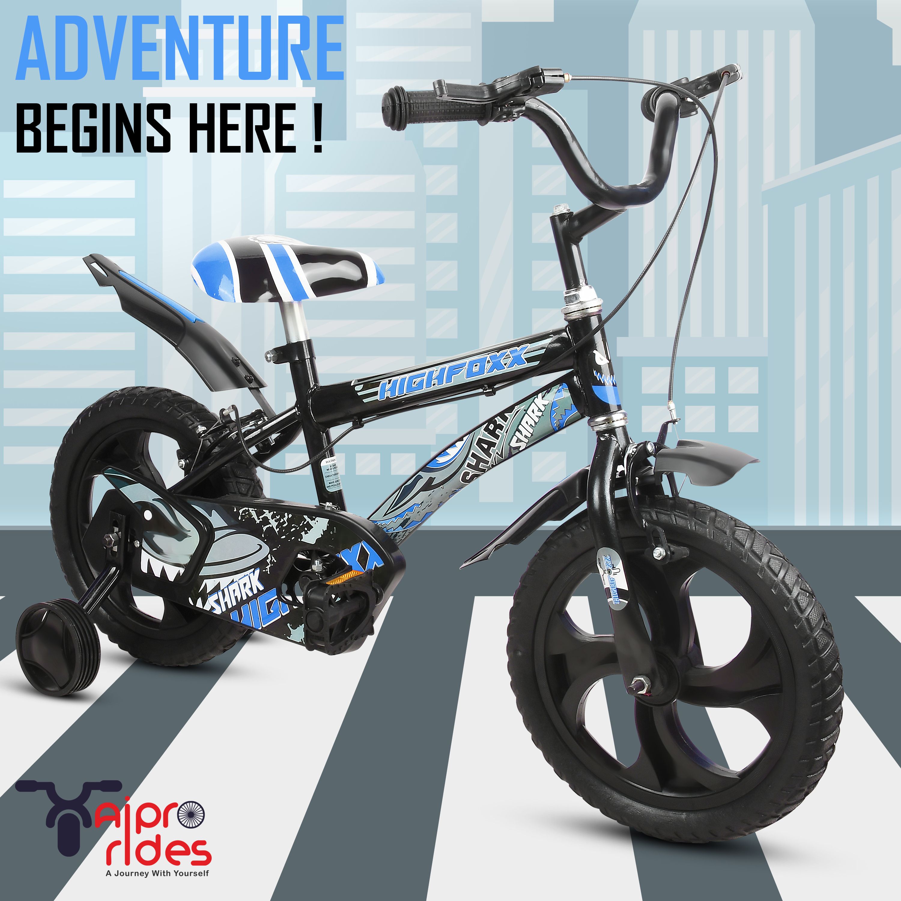 SHARK SKYBLUE FOR 2 TO 5 YEARS KIDS 14 T (inch) BMX Cycle-image-27