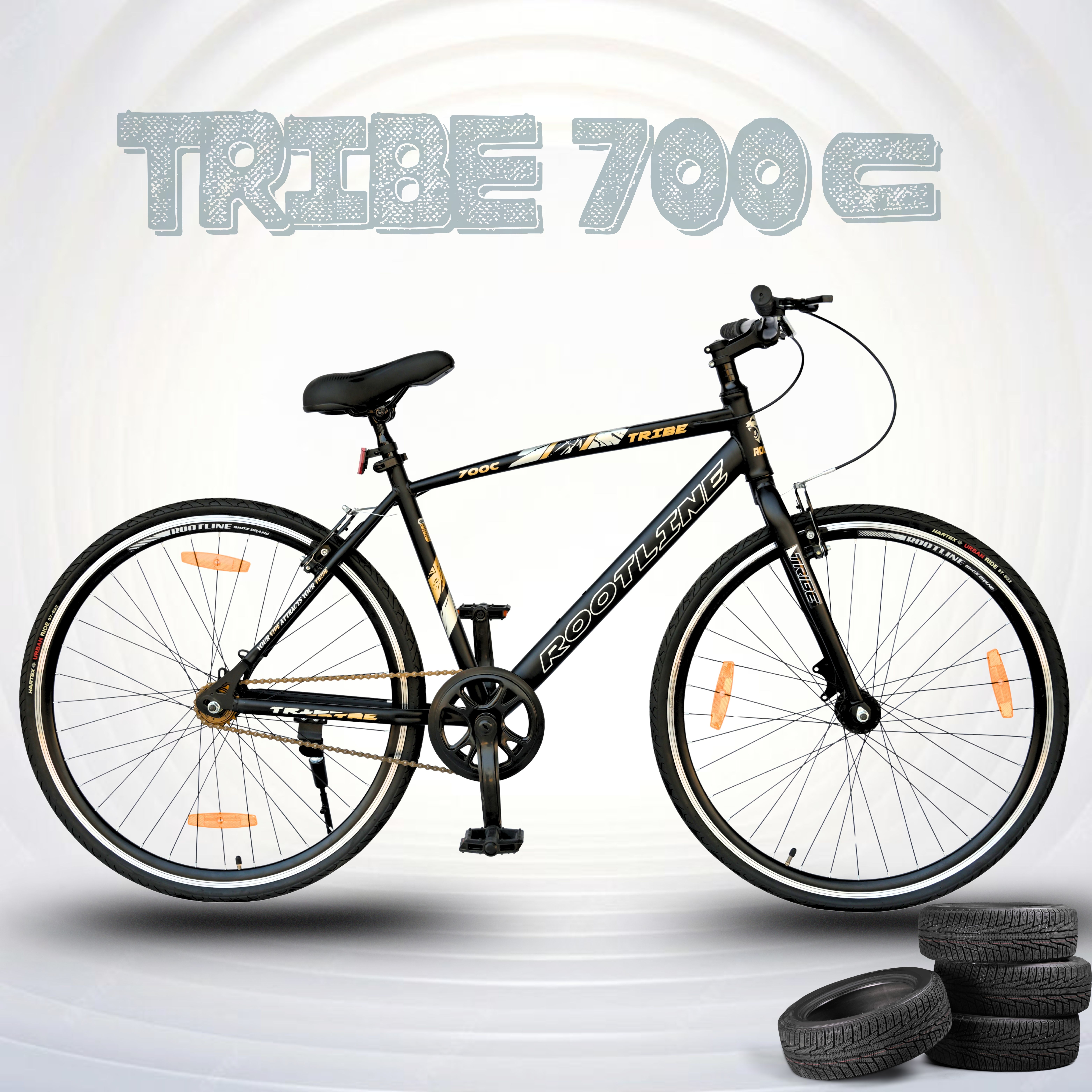 TRIBE 700C Black Power brake Hybrid Single Speed 26 T (inch) Hybrid Cycle/City Bike-image-10