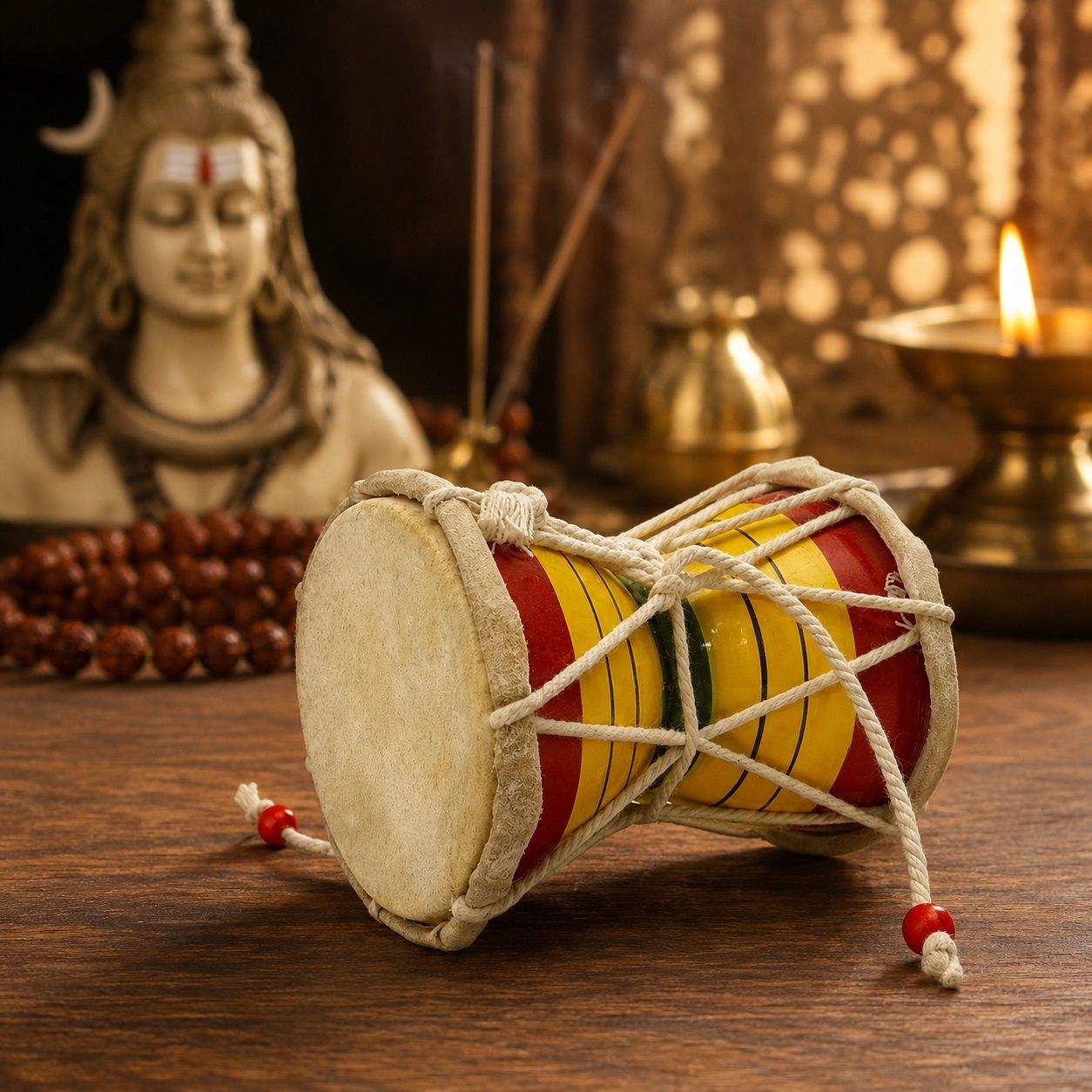 Divaura Traditional Shiv Damru 15 Cm (6 no) Wooden Classic Mahadev Damru for Home Temple Damaru-picture-19