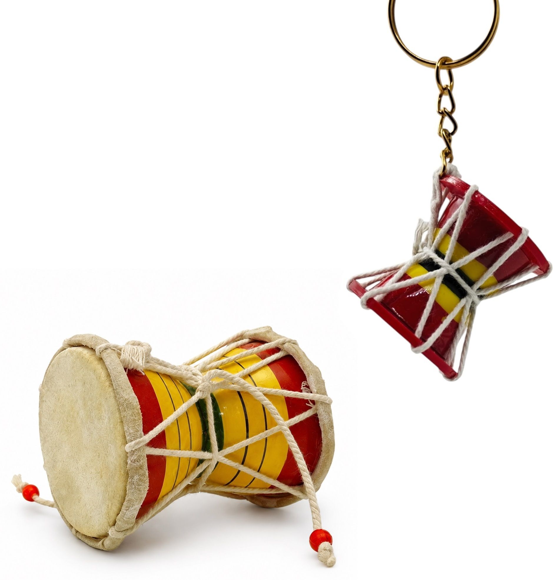 Adiguru Combo Of 2 Traditional Shiv Damru 15 Cm (6 no) Wooden with Damru keychain Damaru-picture-13