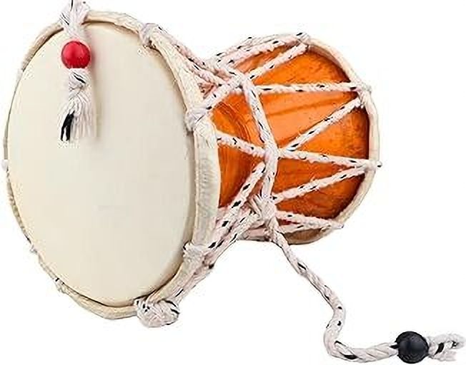 Yoshiva Handmade Wooden Damru 9 Inch, Multicolour, for Pooja, Kirtan & Bhajan Instrument Damaru-picture-44
