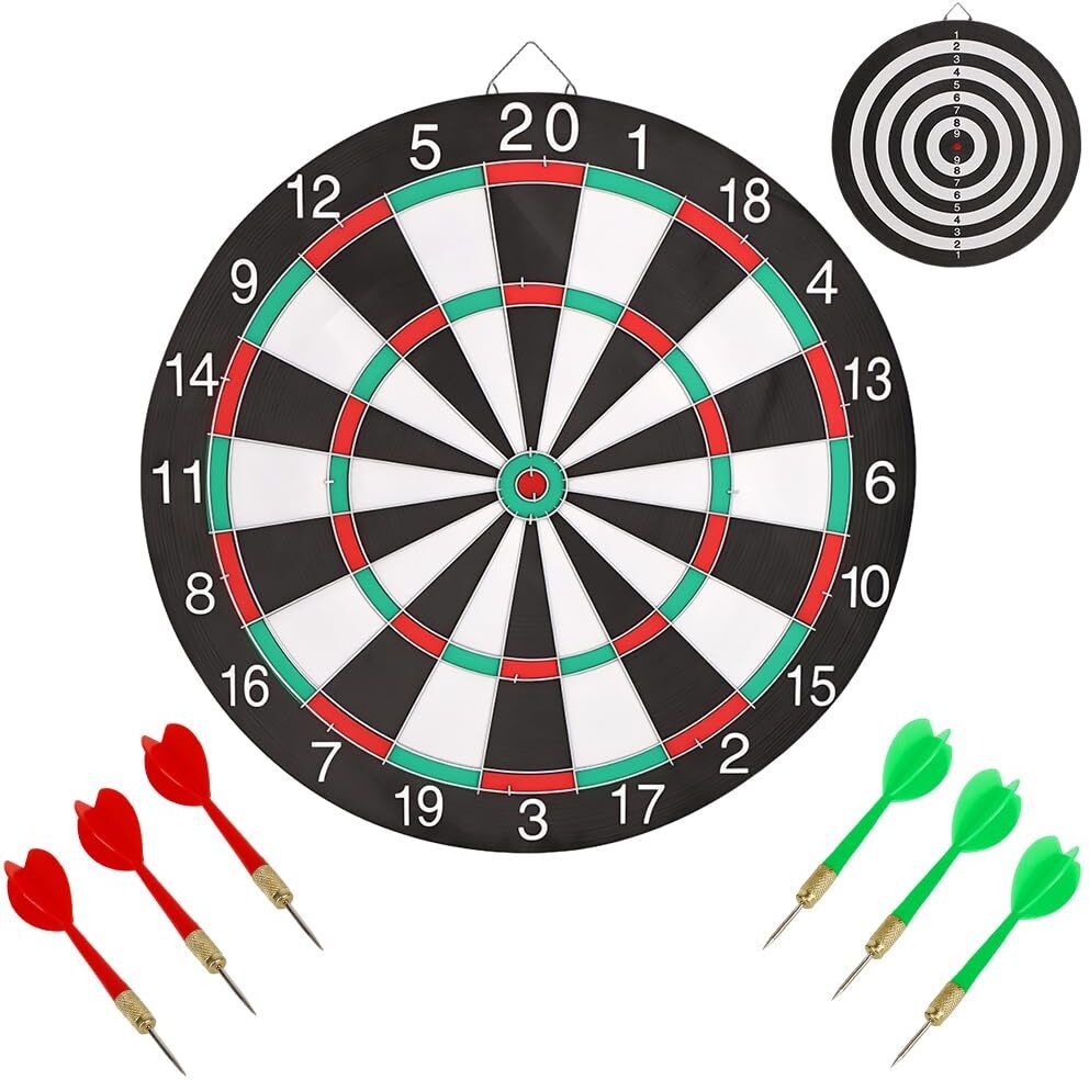 Carbon Fiber Double Sided Dartboard with Six Darts and Hanging Hooks Set Steel Tip Dart-image-39