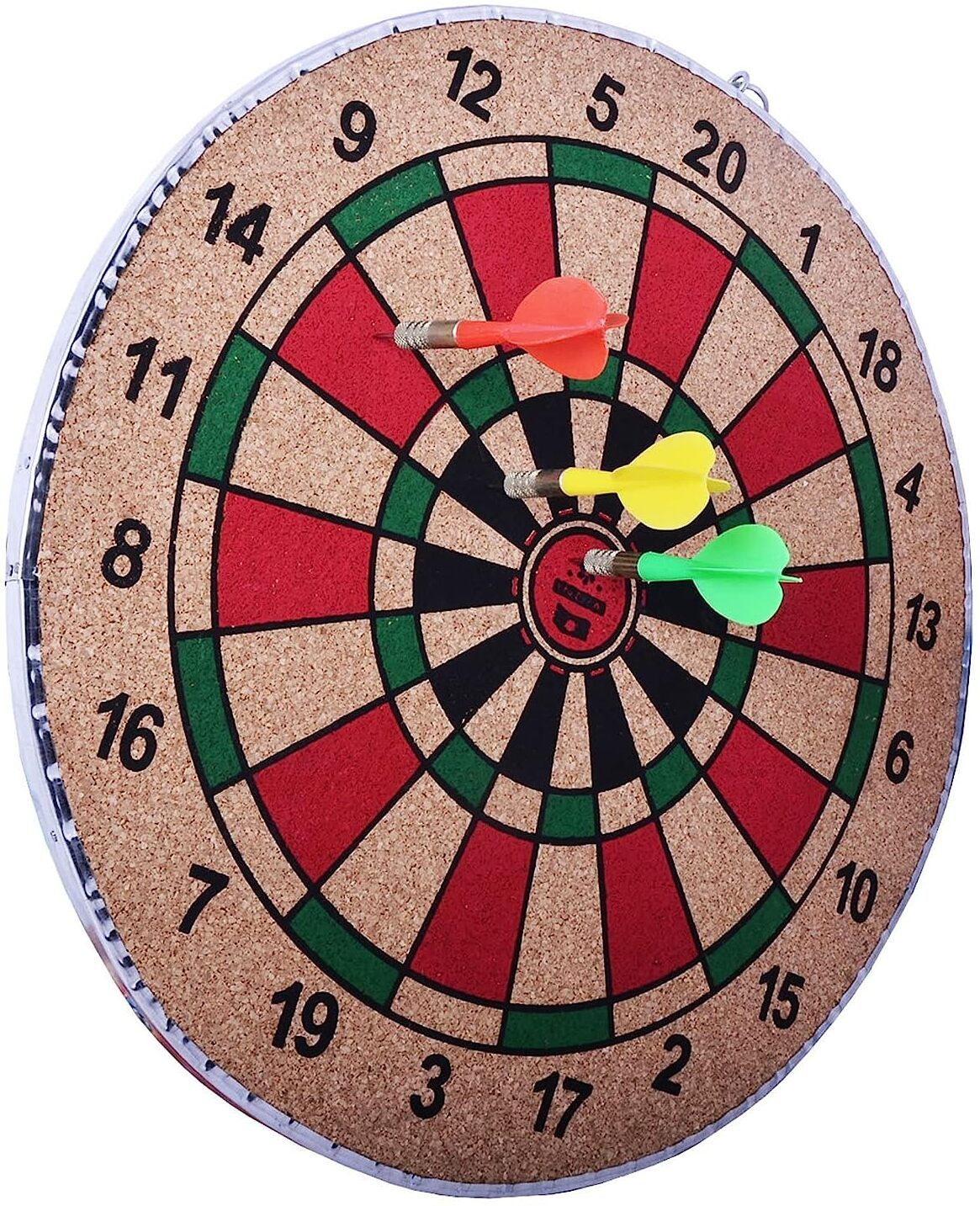 Real Cork Wooden Double Sided Dart Board Family Game Set with 3 Steel Tip Steel Tip Dart
