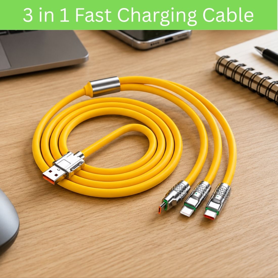 YAROH 3-in-1 Cable 1 m 3-in-1 Fast Charging Cable USB-A to Type-C, Lightning for Mobile & TabletsIK43-picture-12