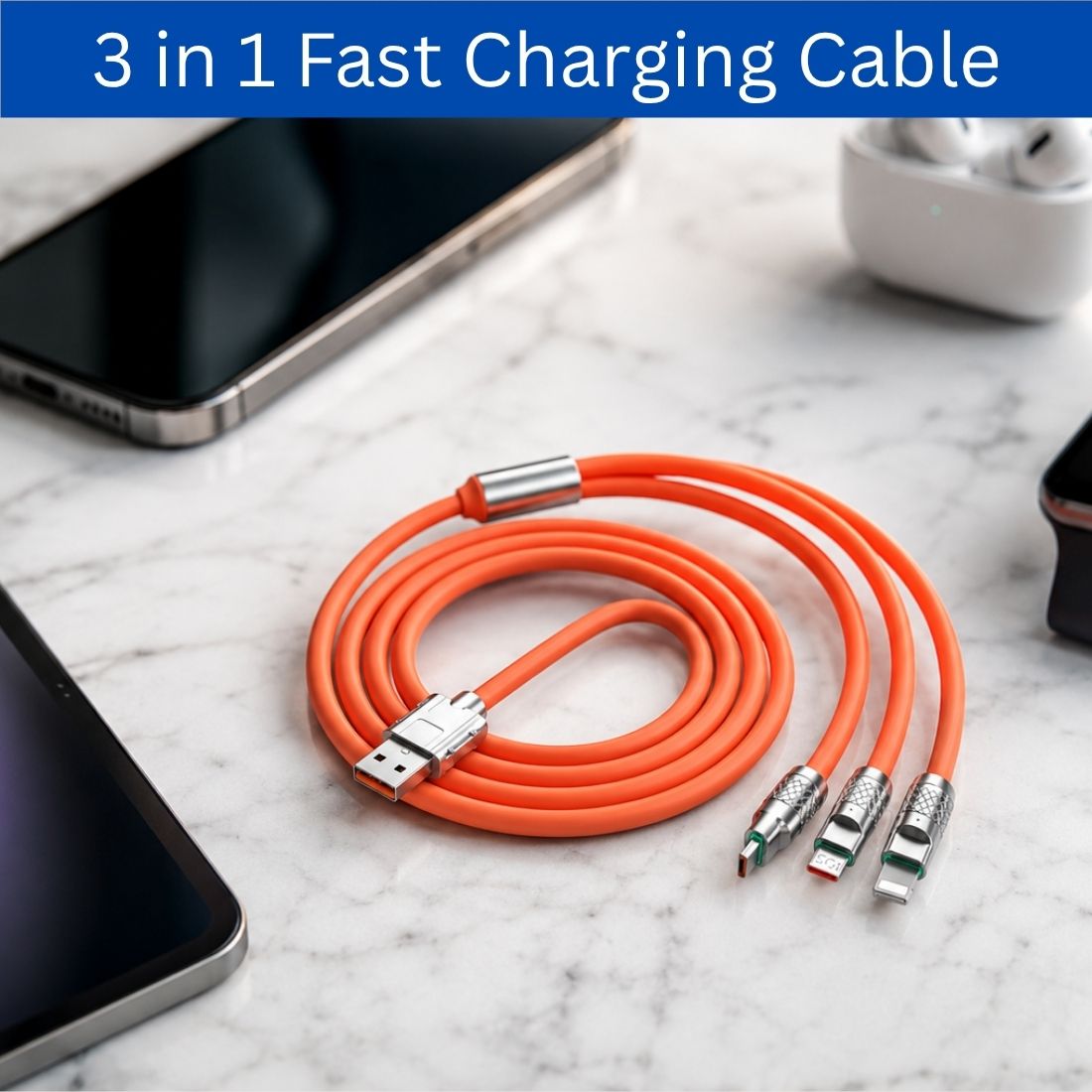 SACRO 3-in-1 Cable 1 m 3-in-1 Fast Charging Cable USB-A to Type-C, Lightning for Mobile & TabletsZL82-image-39