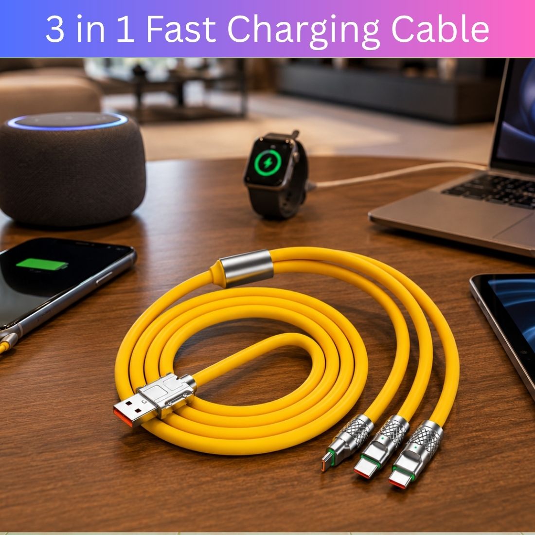 FRONY 3-in-1 Cable 1 m 3-in-1 Fast Charging Cable USB-A to Type-C, Lightning for Mobile & TabletsXK25-image-21