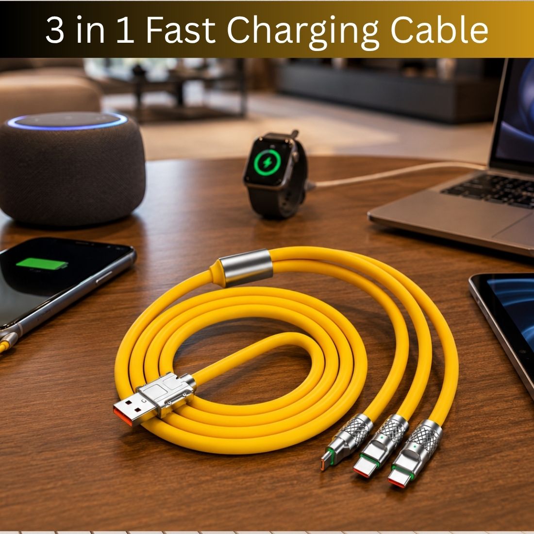 Clairbell 3-in-1 Cable 1 m 3-in-1 Fast Charging Cable USB-A to Type-C, Lightning for Mobile & TabletsCK417-image-45