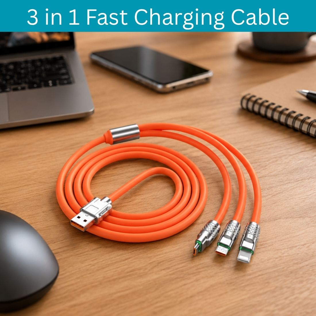 SYARA 3-in-1 Cable 1 m 3-in-1 Fast Charging Cable USB-A to Type-C, Lightning for Mobile & TabletsCK363-image-16