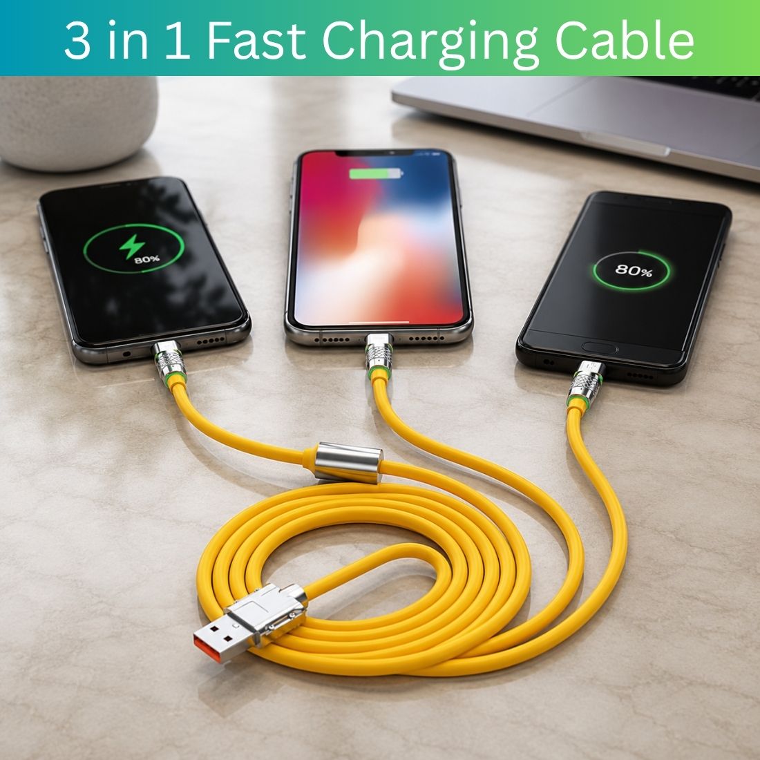 FRONY 3-in-1 Cable 1 m 3-in-1 Fast Charging Cable USB-A to Type-C, Lightning for Mobile & TabletsXL234-image-47