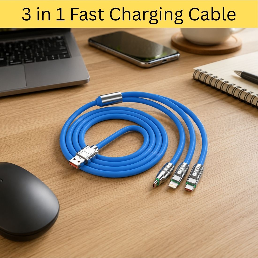 Clairbell 3-in-1 Cable 1 m 3-in-1 Fast Charging Cable USB-A to Type-C, Lightning for Mobile & TabletsCL18-image-49