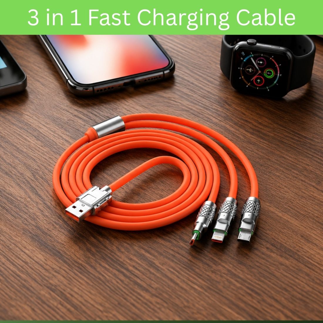 SACRO 3-in-1 Cable 1 m 3-in-1 Fast Charging Cable USB-A to Type-C, Lightning for Mobile & TabletsZL340-image-26