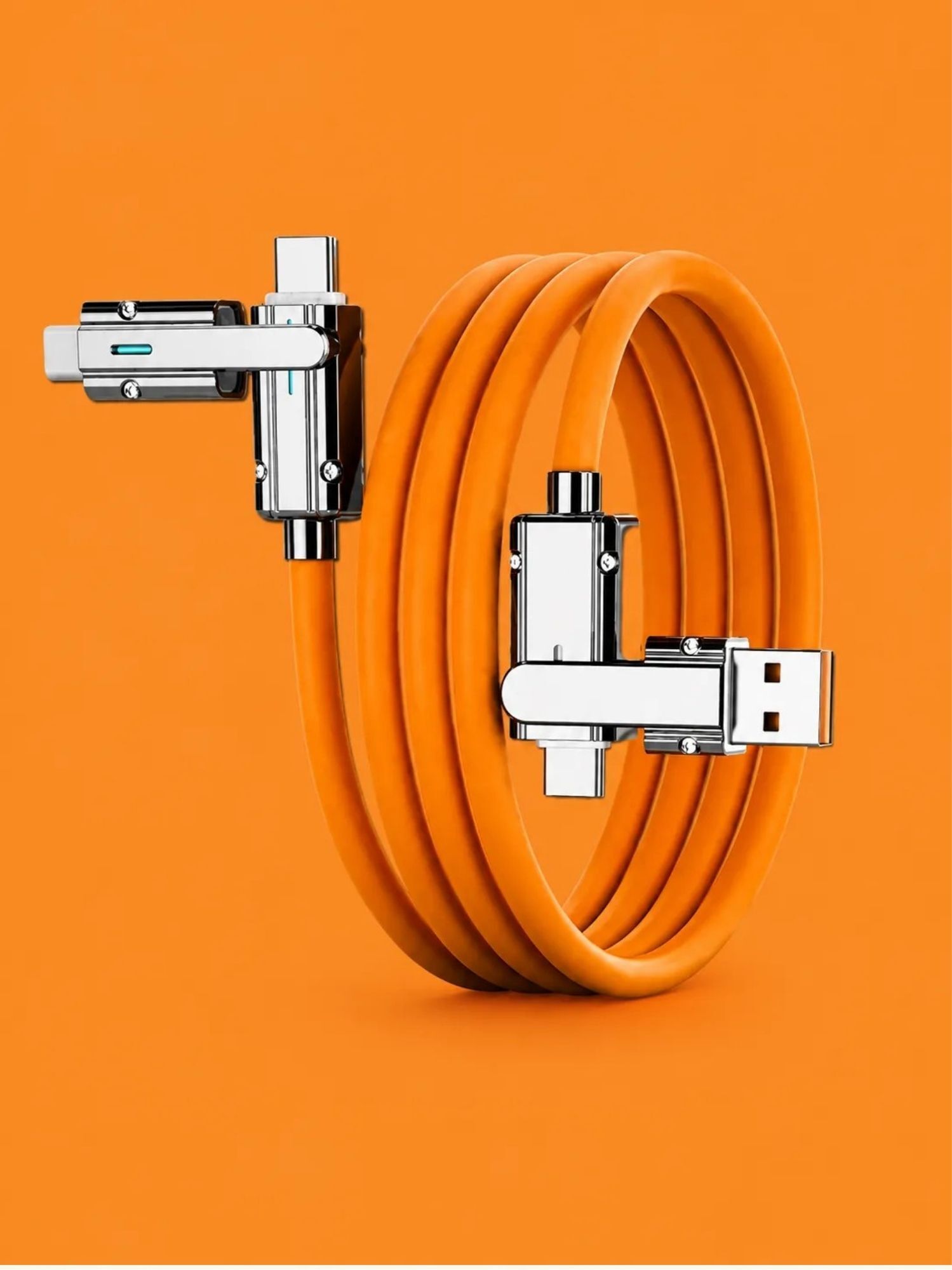 TECHBIRD 4-in-1 Cable 1 m Data Cable 480MBPS Speed Orange-Silver 4IN1 MA109-image-3