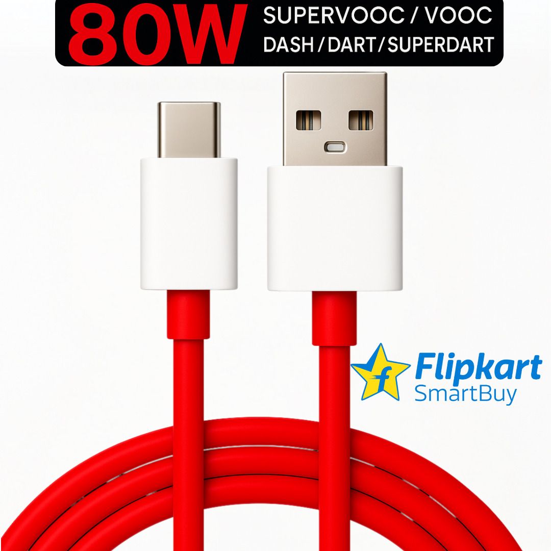 Flipkart SmartBuy USB Type C Cable 8 A 1 m TPE 80W Fast Charger Cable Supports VOOC/WARP/DASH/SUPERVOOC/SUPERDART CHARGER Cable Compatible with OnePlus 12/11/10/9/8/Nord CE Series-image-33