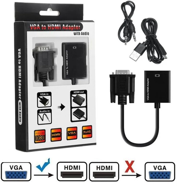 BALRAMA VGA Male to HDMI Female 3.5MM Audio Jack VGA to HDMI Audio Converter Adapter USB Adapter-picture-16