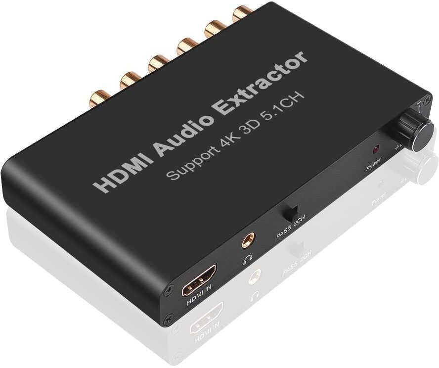 VOOCME 4K 3D HDMI Splitter Amplifier Support (ARC Not Supported) HDMI Audio Extractor 5.1CH 4K 3D Coaxial to RCA AC3/DST to 5.1 Amplifier Sound Card-image-1
