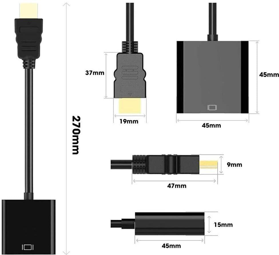 Akwor HDMI Cable 0.2 m HDMI to VGA Gold Plated High-Speed 1080P Adapter Converter-picture-29
