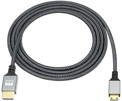 Etzin HDMI Cable 2 m Mini HDMI to HDMI Cable 2M High Speed 4K 60Hz HDMI 2.0 Nylon Braided Cord, Compatible with Camera, Camcorder, Tablet and Graphics/Video Card, Laptop, Raspberry Pi Zero W, Grey EPL-1397CC-image-9