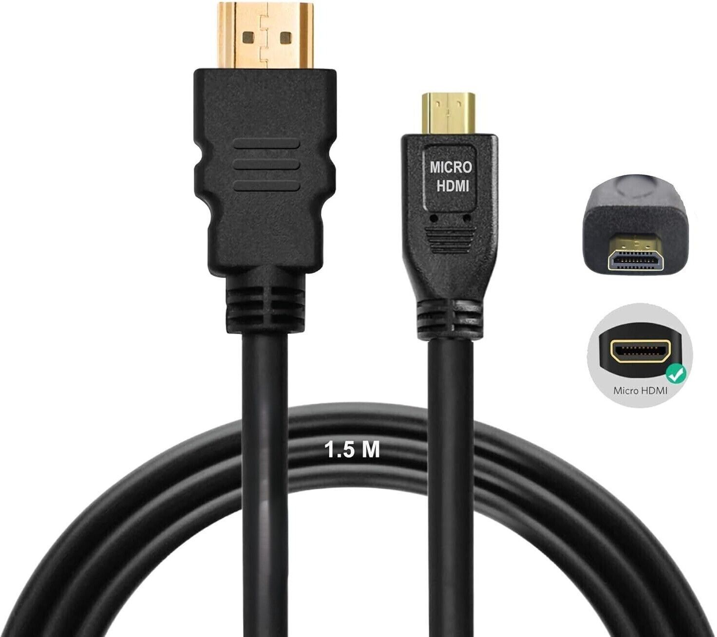BKC HDMI Cable 1.5 m Micro HDMI Cable to HDMI Cable, 4K 60Hz, 1.5 Meter 5 feet Adapter Ethernet-picture-16