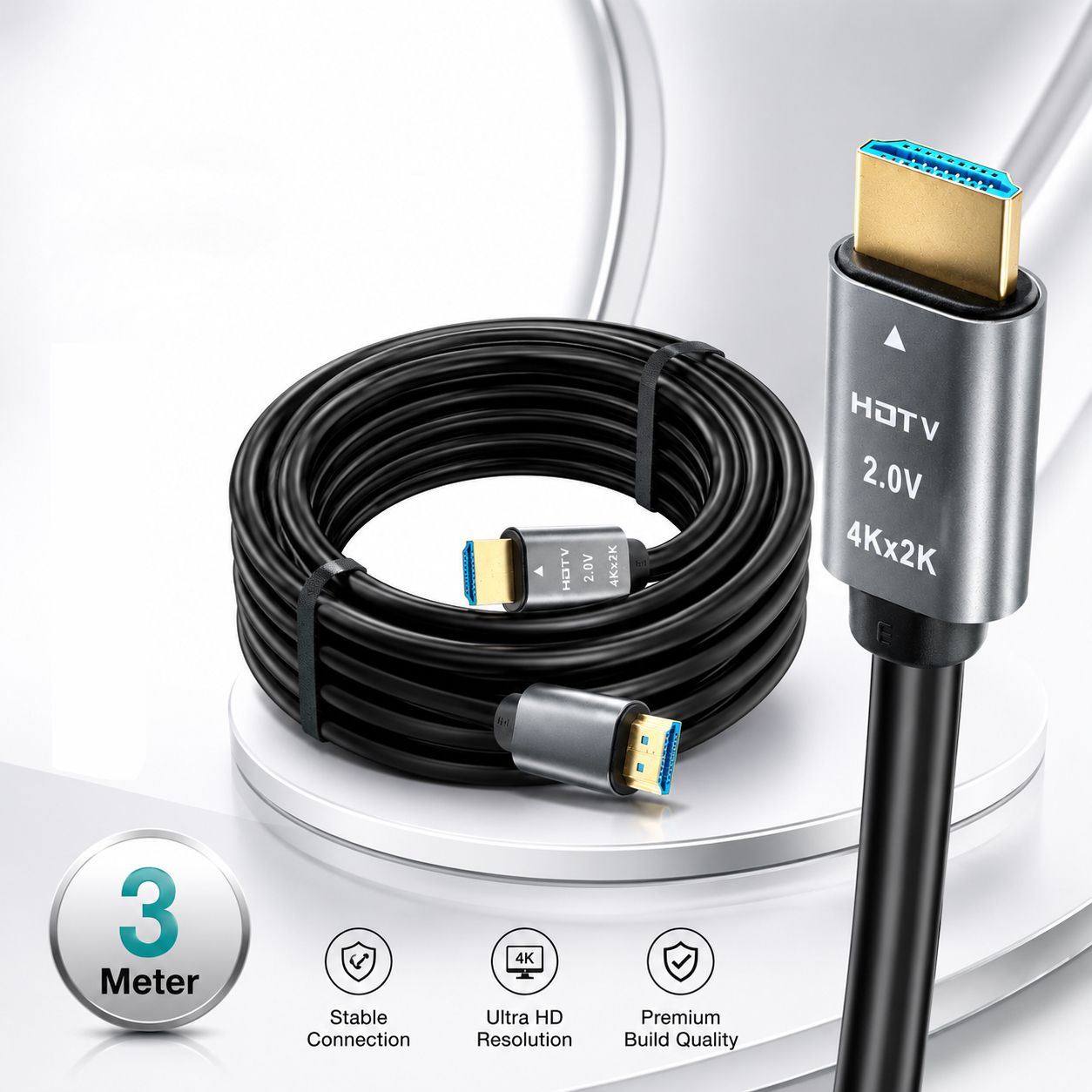 Orionis HDMI Cable 0.5 A 3 m 4K HDMI Cable HDMI Cable 3 Meter High Speed 4K Ultra HD HDMI 2.0 Cable with Ethernet | 18Gbps | HDR-image-38