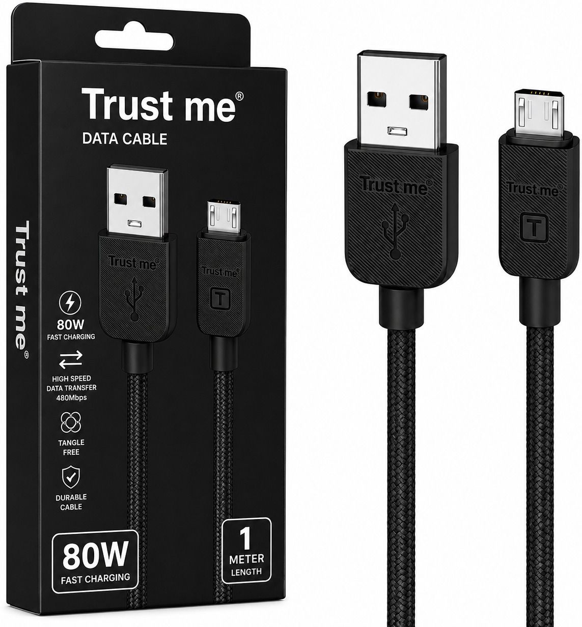 Trust me Micro USB Cable 5 A 1 m Data Cable - 80W fast charging cable-picture-12