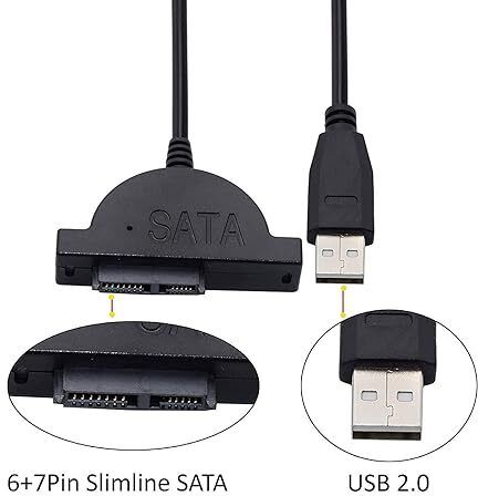 ALRITO USB 2.0 to Mini Sata II 7+6 13Pin Adapter for Laptop CD/DVD ROM Slimline Drive DVD SATA CONVERTER USB 2.0 USB Cable-image-46