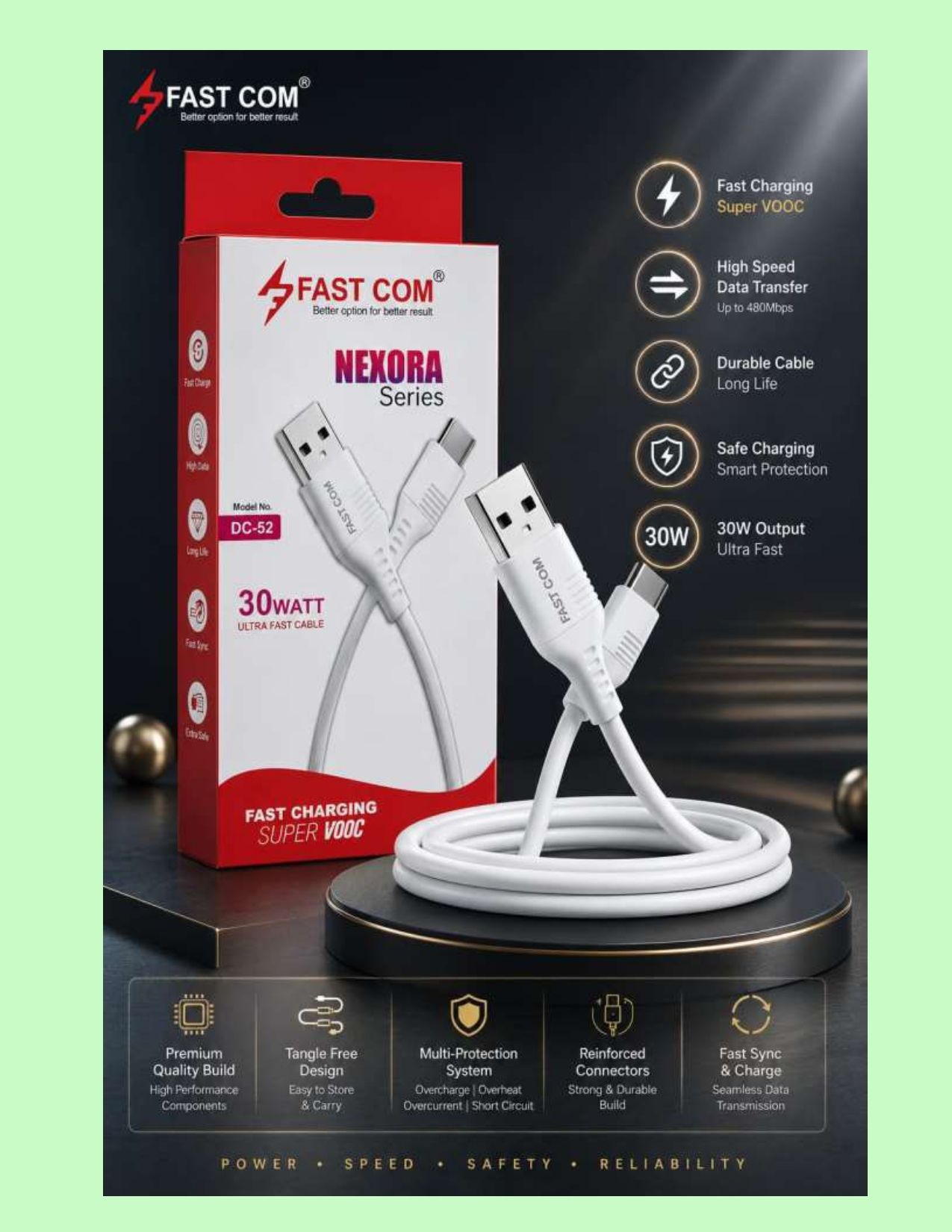 UNIGEN Power Cord 1 m FAST COM Nexora Series DC-52 30W Super VOOC Fast Charging USB to Type-C Cable59-picture-42