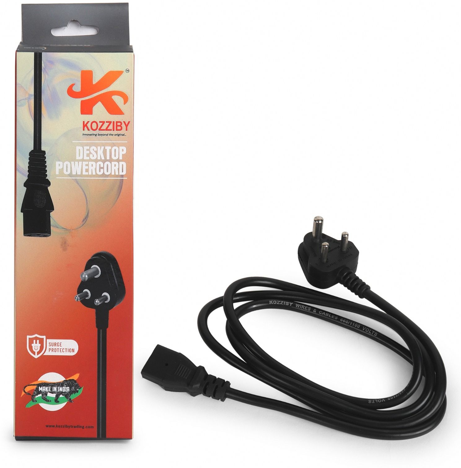 KOZZIBY Power Cord 6 A 1.5 m Copper Braiding Heavy Duty Power Cable for Computer CPU Desktop Printer and Monitor-image-0
