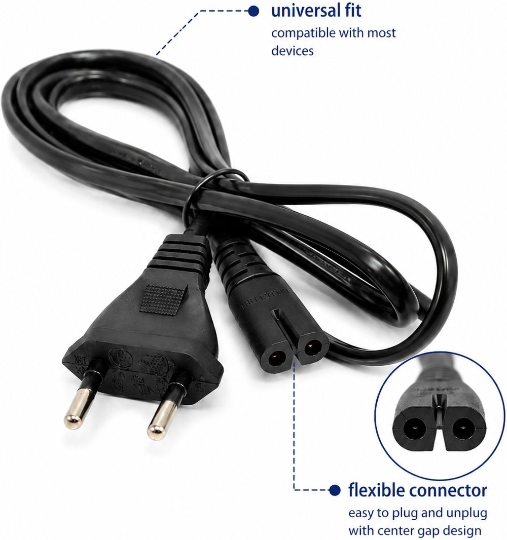 NEXGEN GO Power Cord 5 A 1 m NA AC Power Supply Cord 2pin / Figure-8 (IEC C7) Power Cable 12 Pin AC Power Cable Cord For Canon-pixma/HP Inkjet Printer (1MTR) Adapter Charger Laptop,Camera,Printer-picture-16