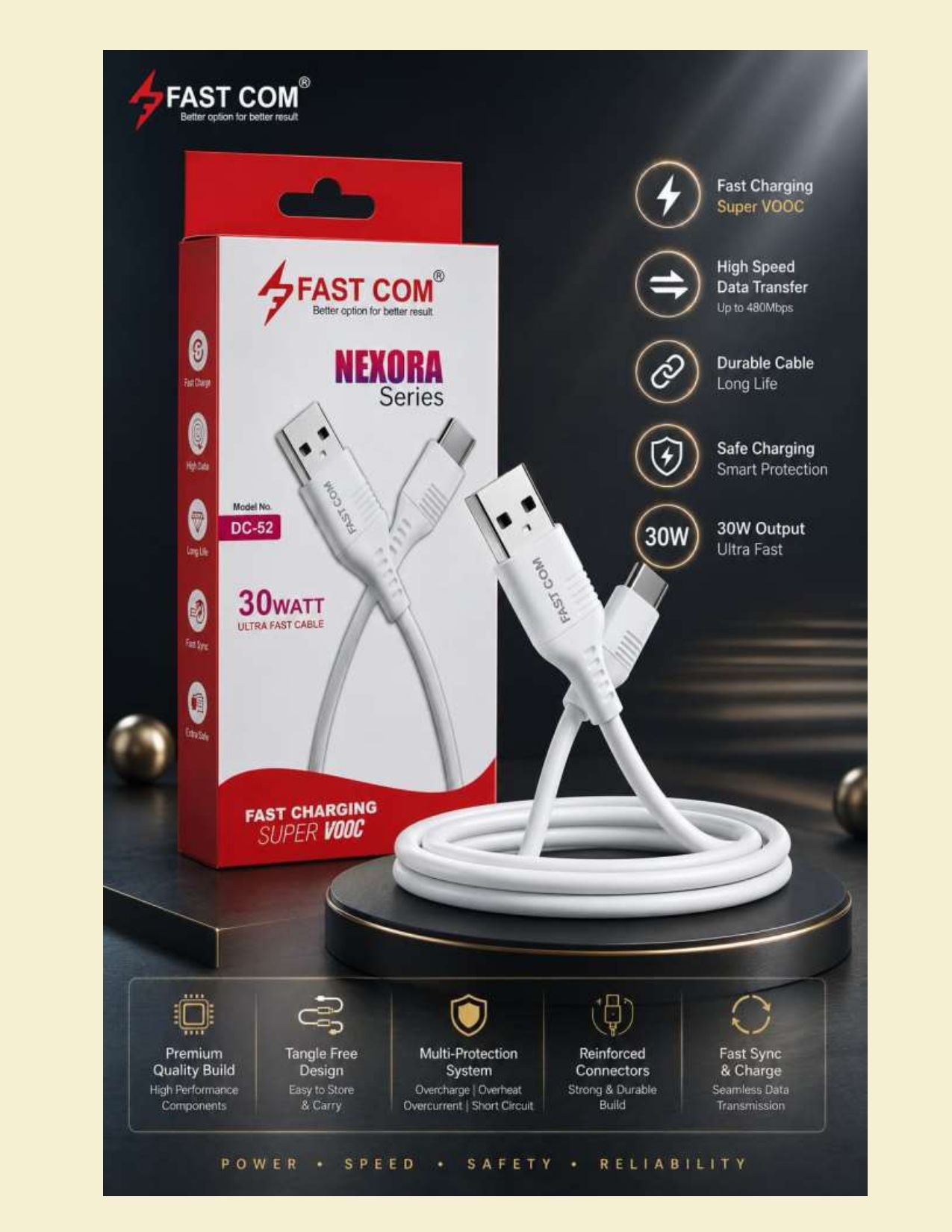 UNIGEN Power Cord 1 m FAST COM Nexora Series DC-52 30W Super VOOC Fast Charging USB to Type-C Cable9-picture-25