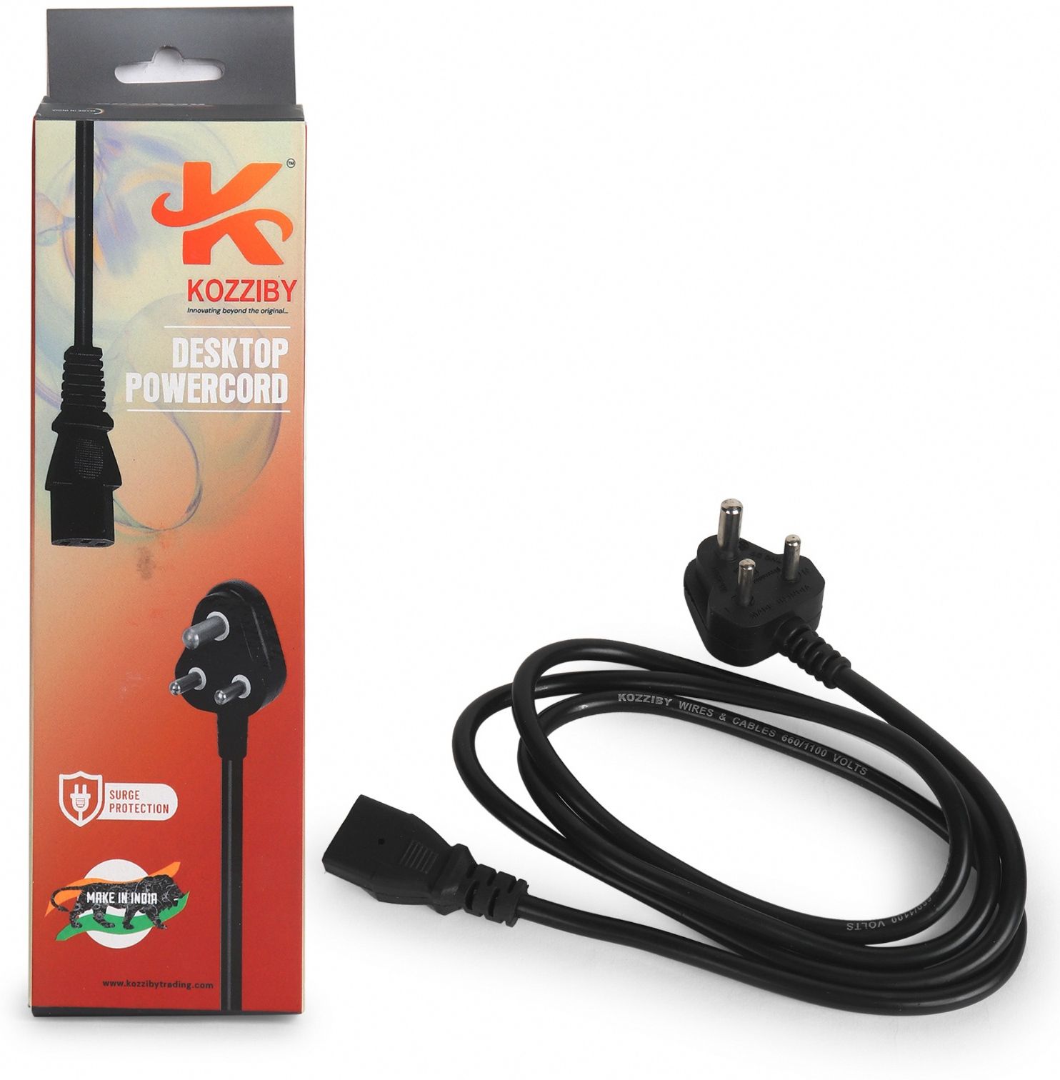 KOZZIBY Power Cord 6 A 1.5 m Copper Braiding 6A 250V Heavy Duty Copper Power Cord 1.5 Meter Indian 3 Pin Plug to IEC C13 Cable for Computer PC Desktop Monitor SMPS-image-18