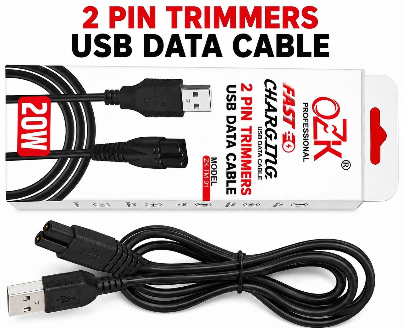 NEXGEN GO Power Cord 5 A 1 m NA 2pin Power Cord 1 m Compatible USB Charging Cable for Trimmer, Shavers, Body Groomers & multipurpose Models 2 pin Compatible with All Trimmer-picture-44