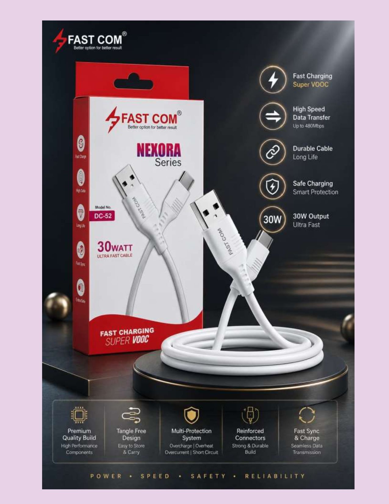 UNIGEN Power Cord 1 m FAST COM Nexora Series DC-52 30W Super VOOC Fast Charging USB to Type-C Cable93-picture-38