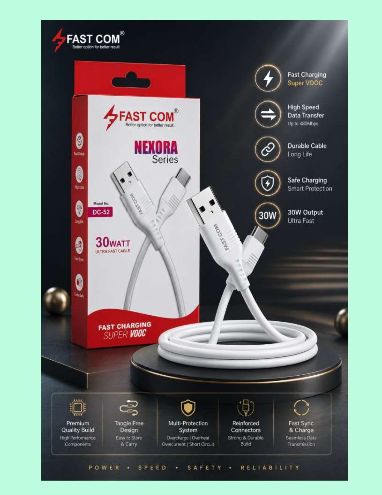 UNIGEN Power Cord 1 m FAST COM Nexora Series DC-52 30W Super VOOC Fast Charging USB to Type-C Cable95-picture-17