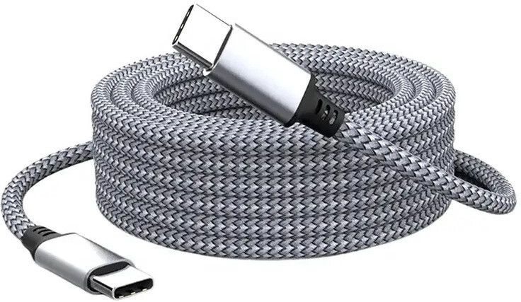 FKU Type C 3 m To Type C 10ft Long Rapid Charger Sync USB TYPE C iPhone 15 Pro Max MacBook Pro iPad Air XPS Galaxy S23 S23+ S22 S21 3m Gray-image-27