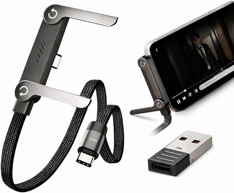 NOYMI Type C 1.5 m Type C to C 240W Fast Charging Cable 1.5M with Foldable Invisible Multi-Angle Adjustable Stand.Type C to C with USB Connector-image-44