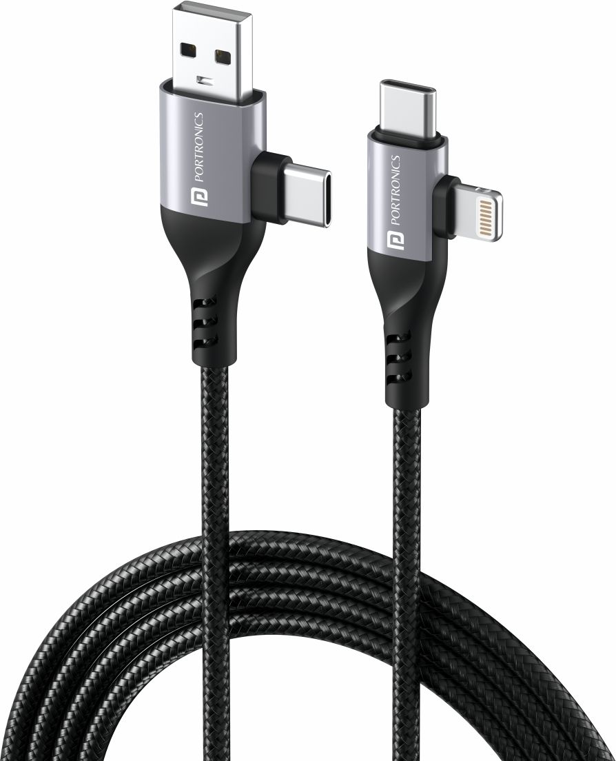 Portronics Type C 1 m Konnect 4 IN 1 Multi Functional with Nylon Braided Fast for Android, iOS Devices-picture-12