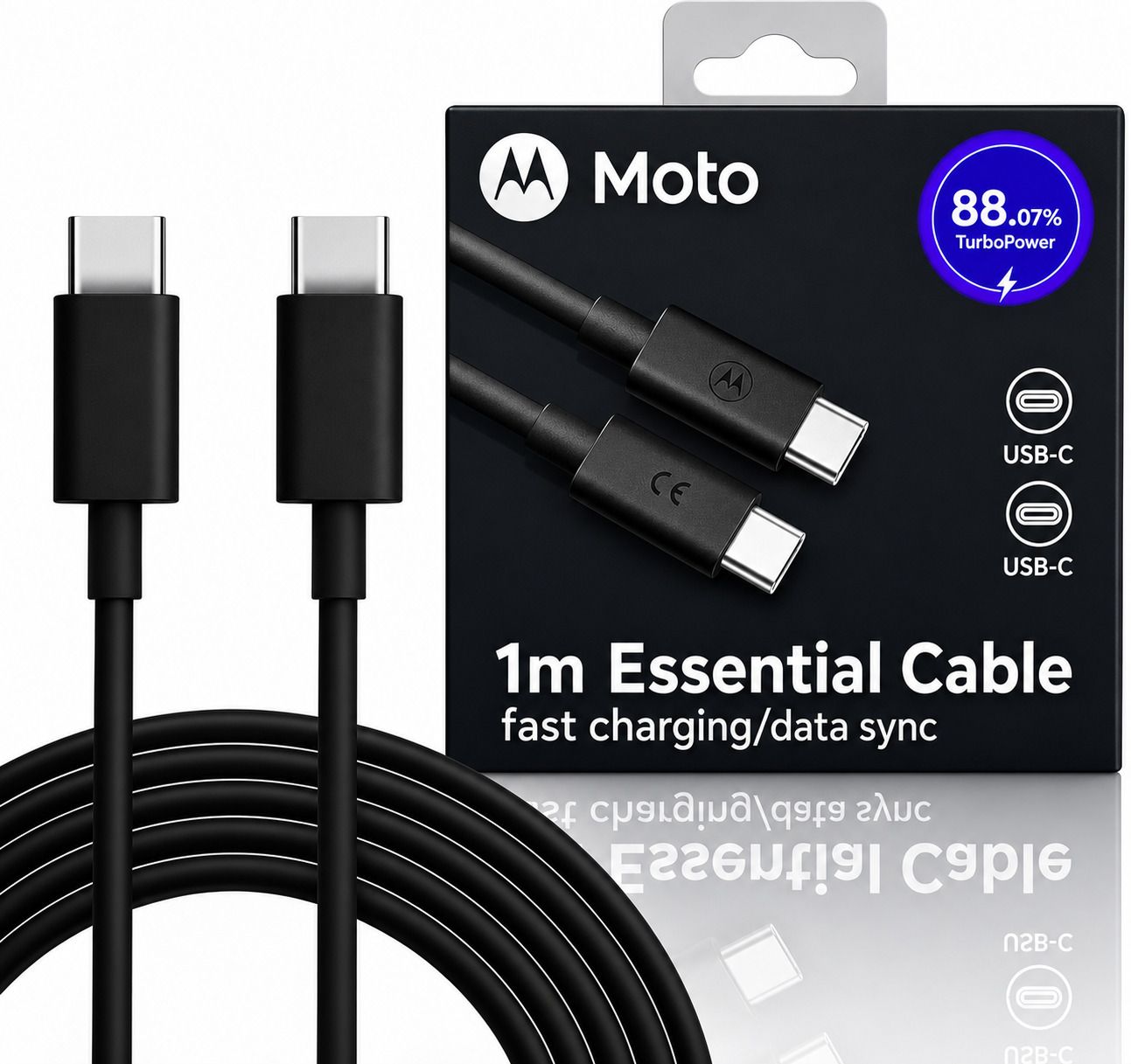 Moto Type C 4 A 1 m PVC Shielding Type-C to -C TurboPower Charging & Data Cable-image-7