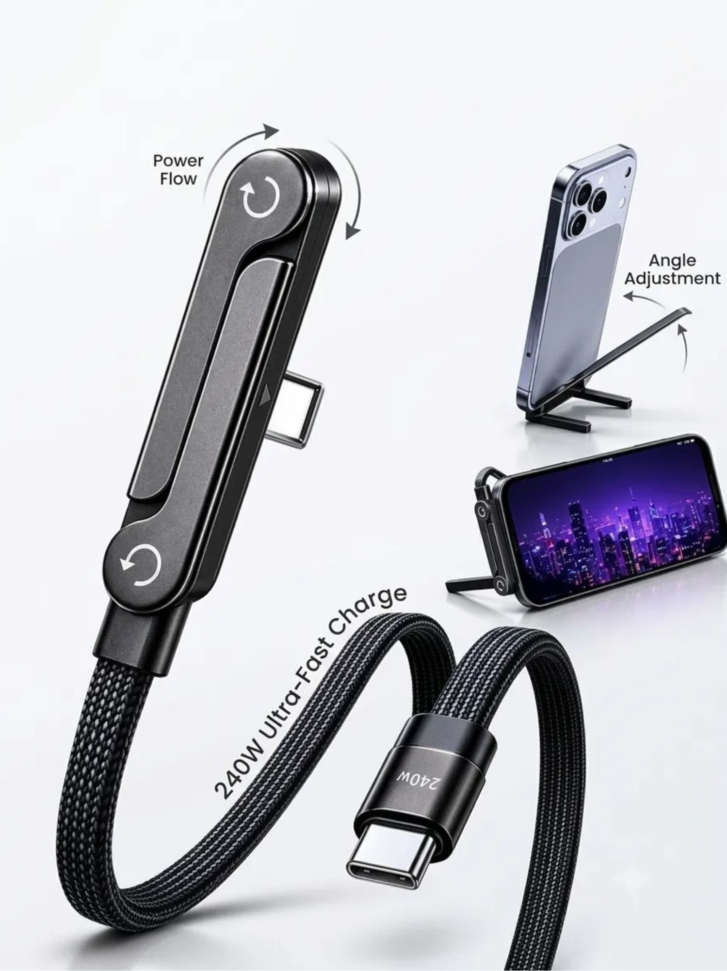 LUKA DUKKA Type C 10 A 1.5 m Nylon Braided Fast Charging Cable with Mobile Stand_240W_A2-picture-11