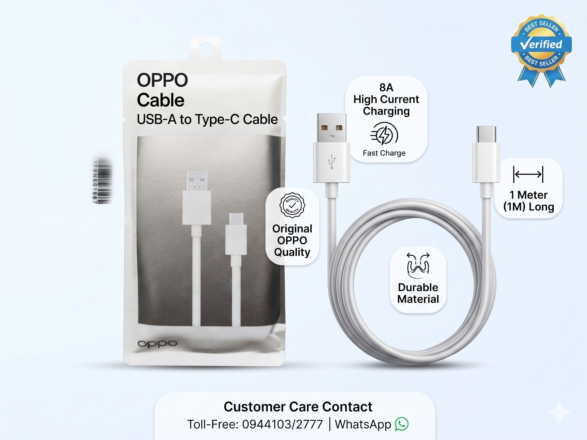 OPPO USB Type C Cable 8 A 1 m Aluminum Foil DL129-picture-16