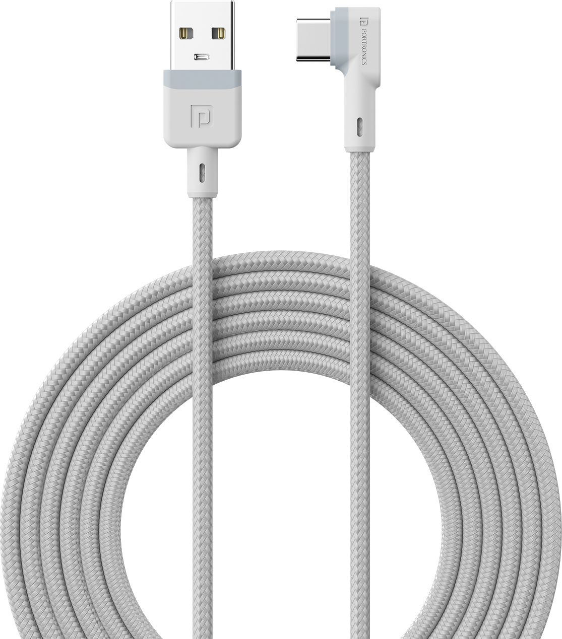 Portronics USB Type C Cable 3 A 2 m Konnect L with Data Sync, Nylon Braided, Tangle Resistant, Fast Charging Cable