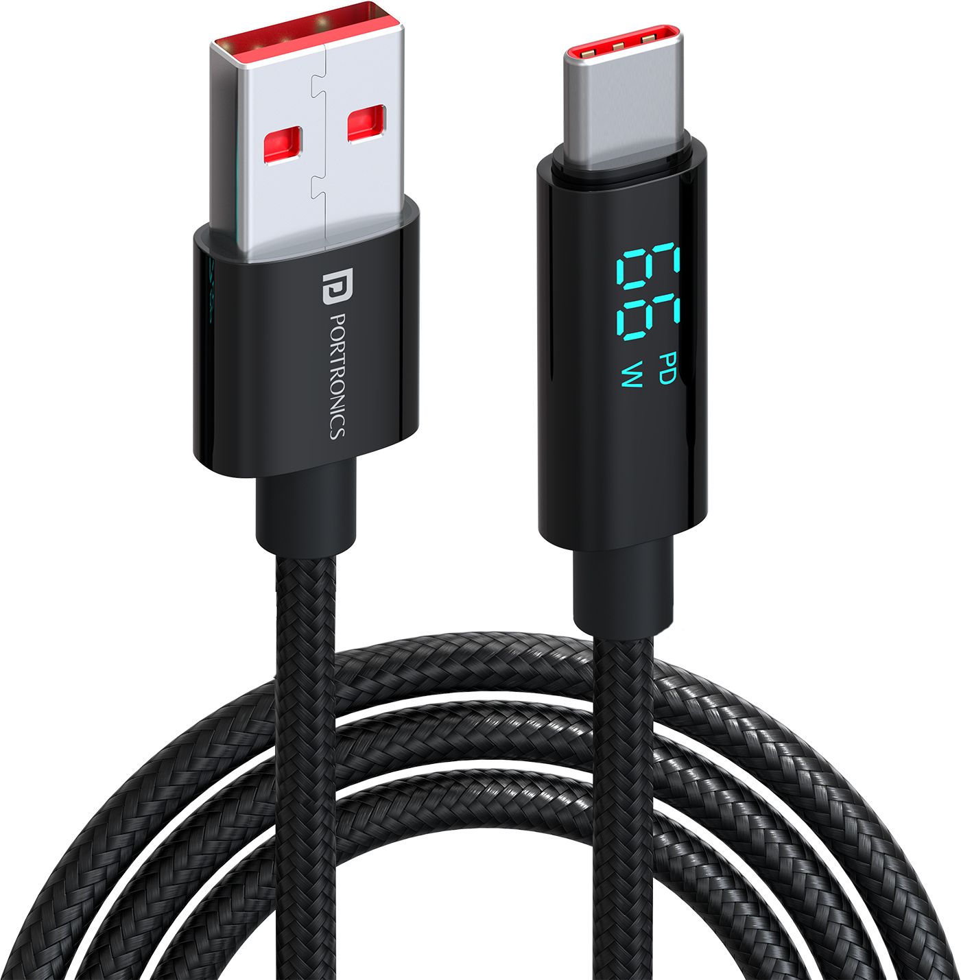 Portronics USB Type C Cable 6.5 A 1.2 m Konnect View 66W Type C Cable with LED Display-picture-29