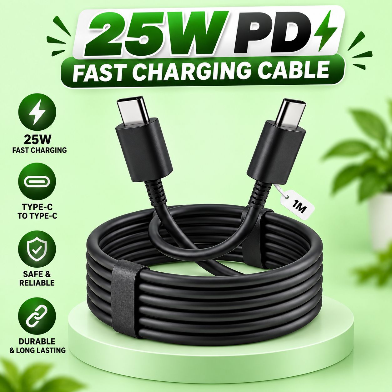 Hespa USB Type C Cable 3 A 1 m ORIGINAL 25W Type-C to C Charging Cable 1M High Speed Data Transfer for Samsung Galaxy M13/M14/M15/M33/M34/M35/F13/F14/F15/F23/F34/F54/A15-picture-33