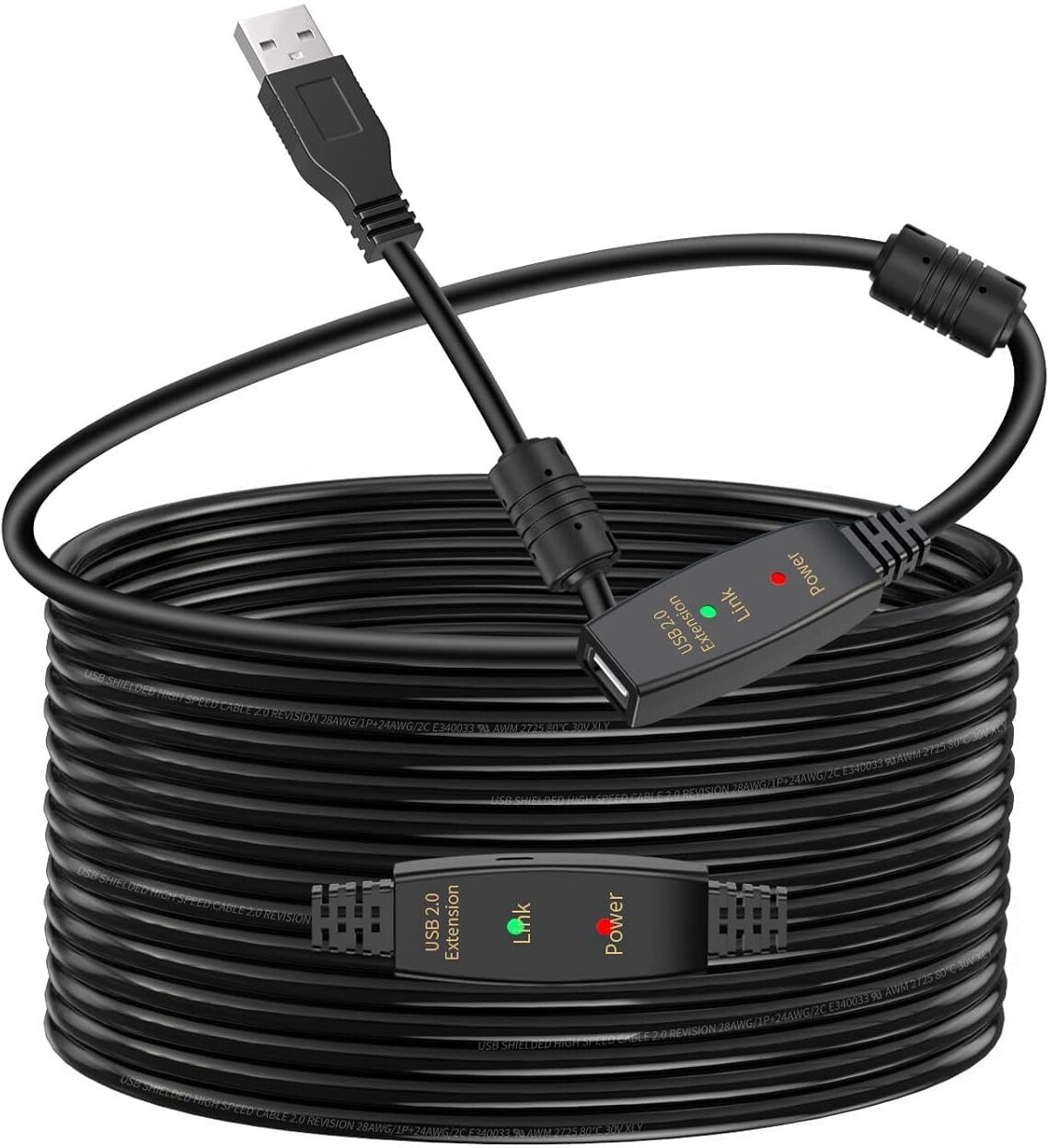 Etzin Power Cord 30 m SB Extension Cable USB2.0 Active Repeater A Male to A Female Long Cables with Signal Booster Type A Male to A Female with Built-in Signal Booster Chip-image-6