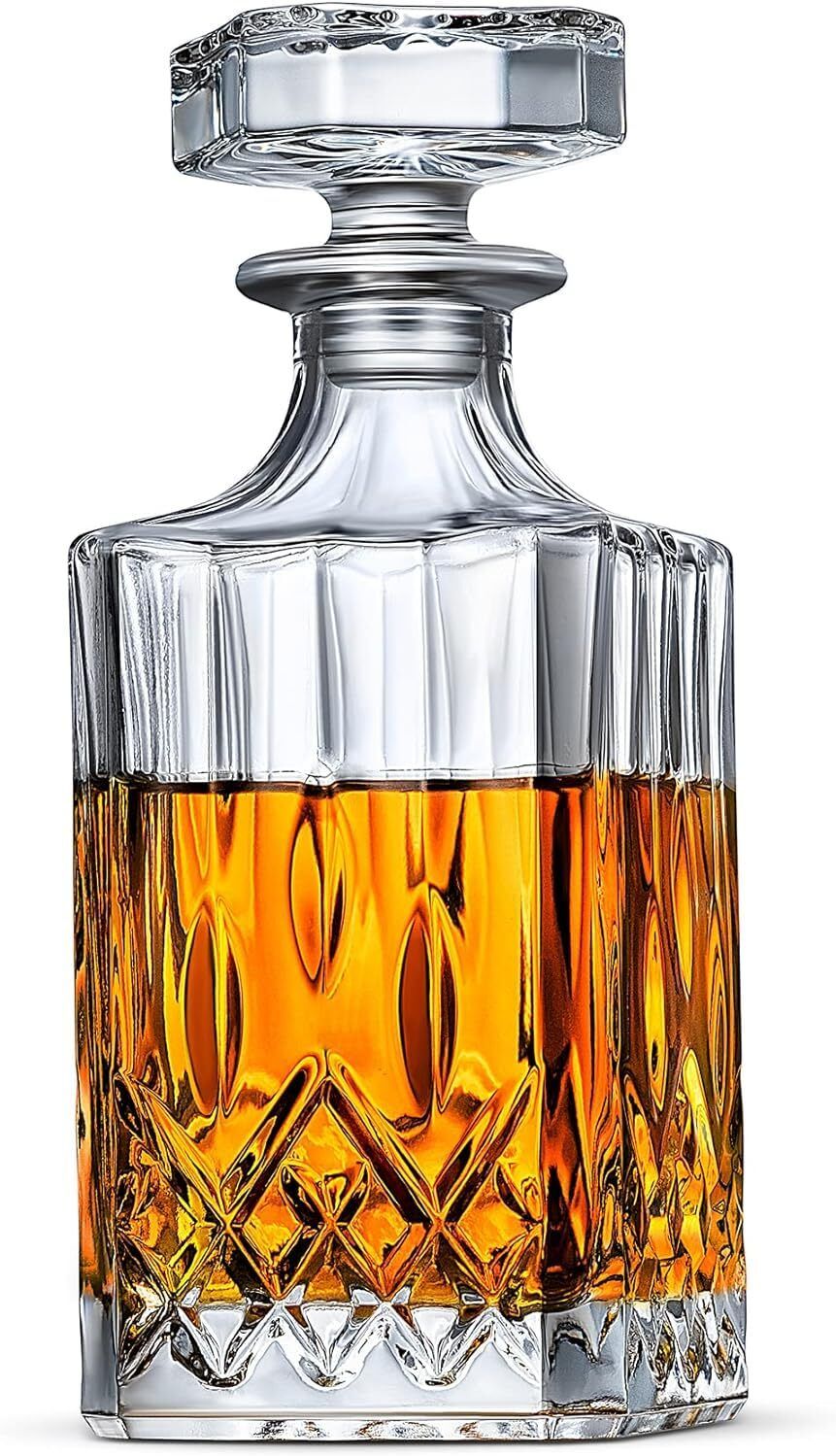 red-rubby European Style Crystal Glass Whiskey Decanter 750 ml with Square Glass Stopper Whiskey, Scotch, Bourbon, Brandy, Rum, Vodka, Wine Decanter-picture-22